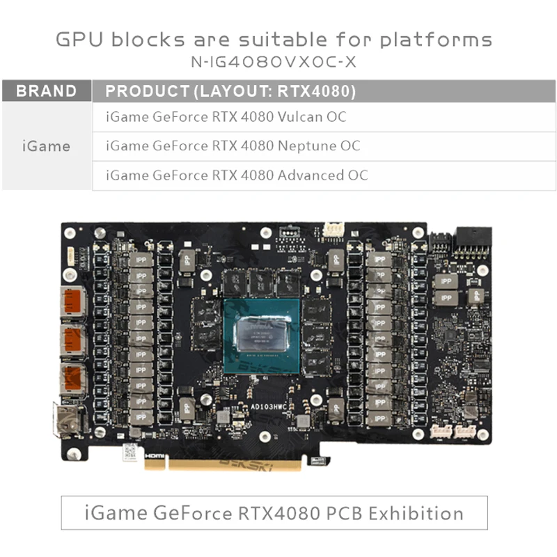 Bykski N-IG4080VXOC-X GPU Bloc - Rtx 4080 Water Cooling Block 评论和价格